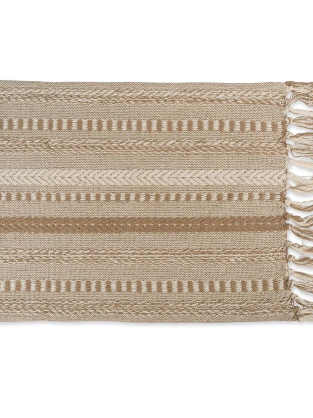 Farmhouse Braided Stripe Table Runner Collection, 15x72 15x77, Fringe Included, - Picture 4 of 11